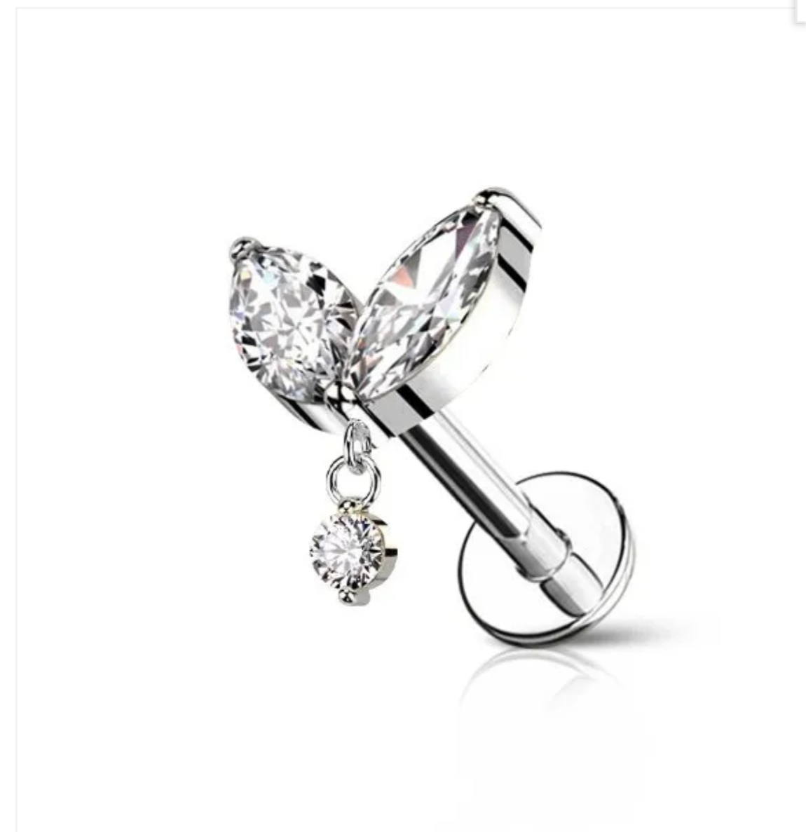 Labret con foglioline marquise e pendente
